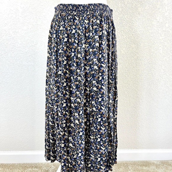 Kathryn Deene Sz 14 16 Katy D. 90’s Y2K Floral Maxi Skirt Navy Blue Button Back - Picture 1 of 15